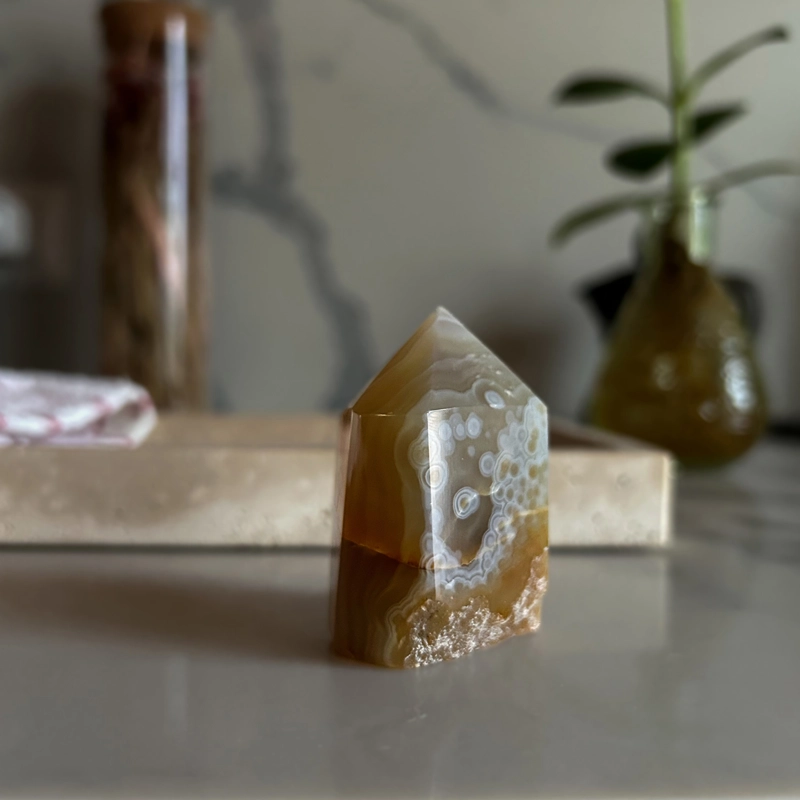 punta in calcedonio con ametista